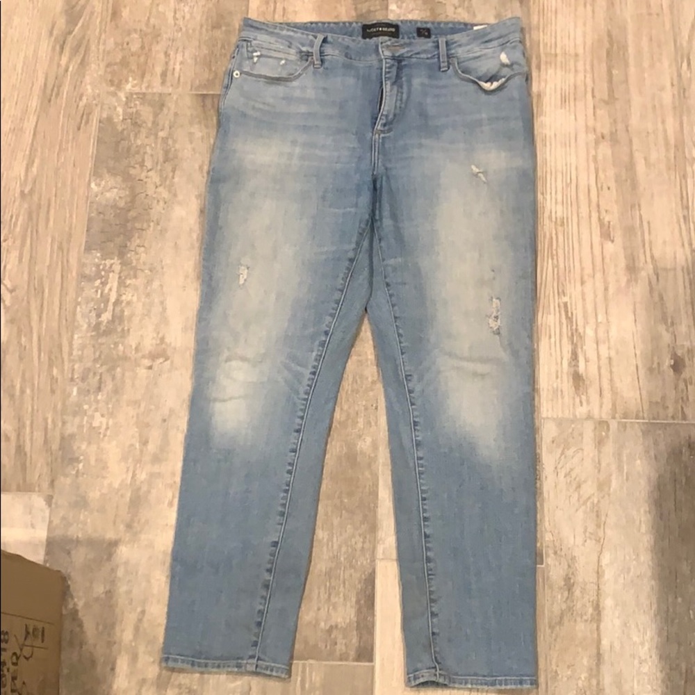 Lucky Hayden Distressed Light Denim Skinny Size 14